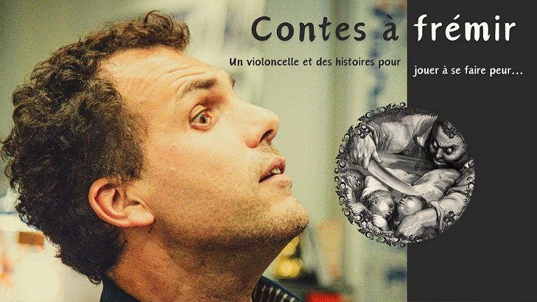 Image représentant l'affiche du spectacle "Contes à frémir" de Mathieu Trichet de la compagnie Luciole et Grillon