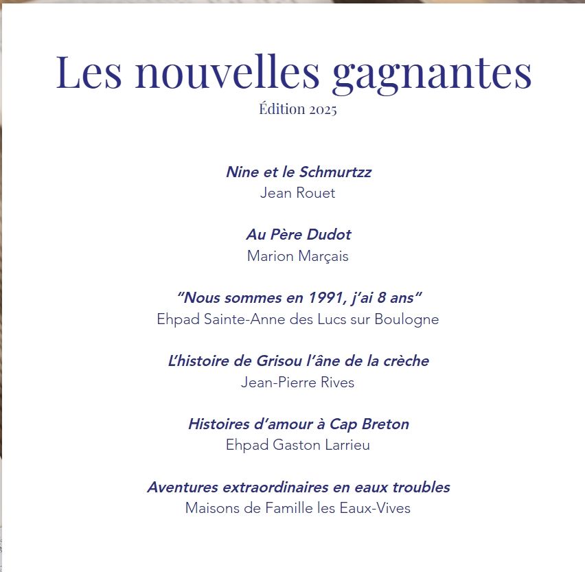 Laureats concours de nouvelles des cheveux blancs