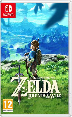 Visuel du jeu avec le personnage de Link au premier plan présenté devant le royaume verdoyant d'Hyrule